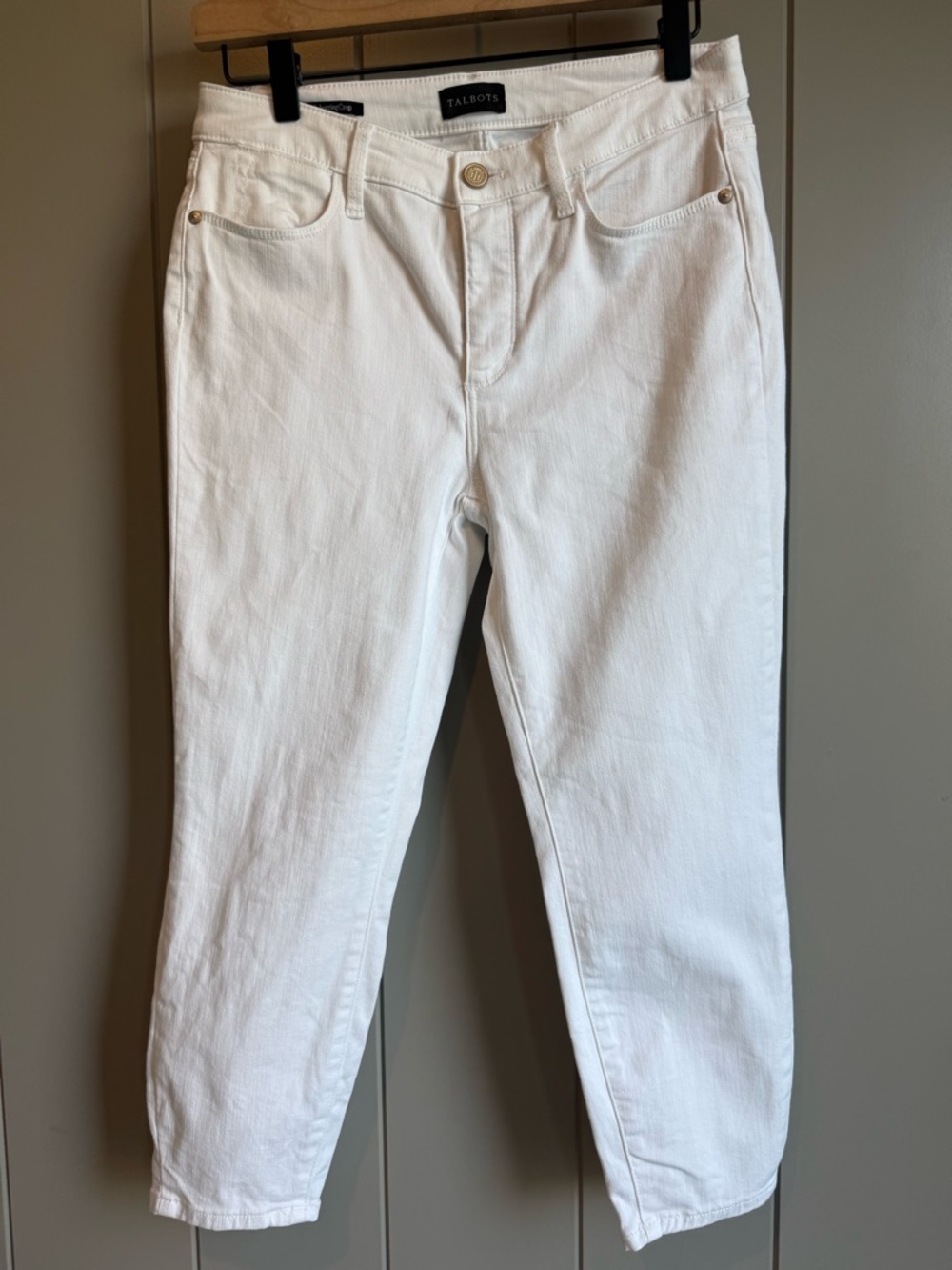 Talbots Size 4 Petite Jegging Crop White Denim Pants Stretch Cotton Blend Casual - Picture 4 of 13